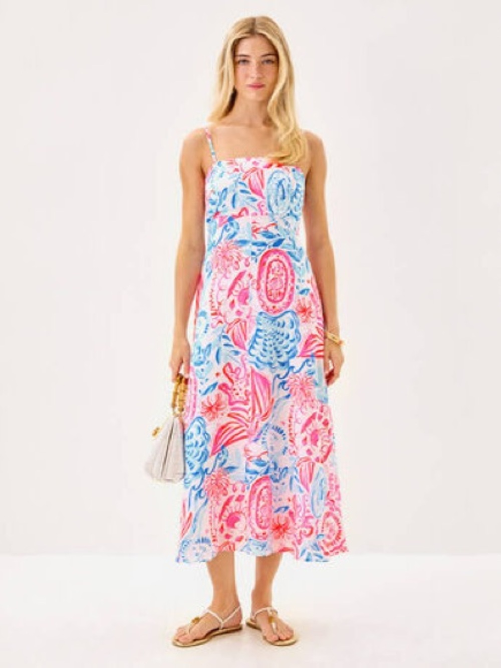 NEW Lilly Pulitzer Jorgian Linen Midi Dress Size 6 Convertible Sun Sea Sand.  15 - Picture 4 of 12